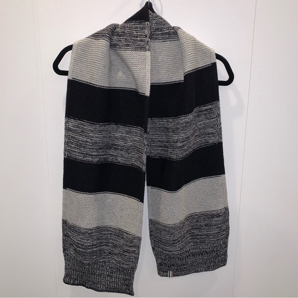 Smartwool Black Grey Merino Knit Blend Winter Valley  Donegal Stripe Scarf - Picture 1 of 5